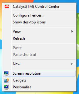Windows Desktop Properties, Screen Resolution