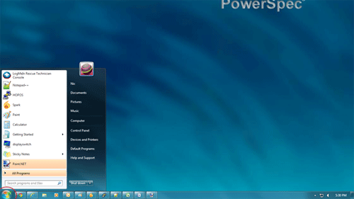 Windows 7 Desktop, Start Button, Search Box